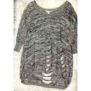 Gray Shredded BCBG Sweater